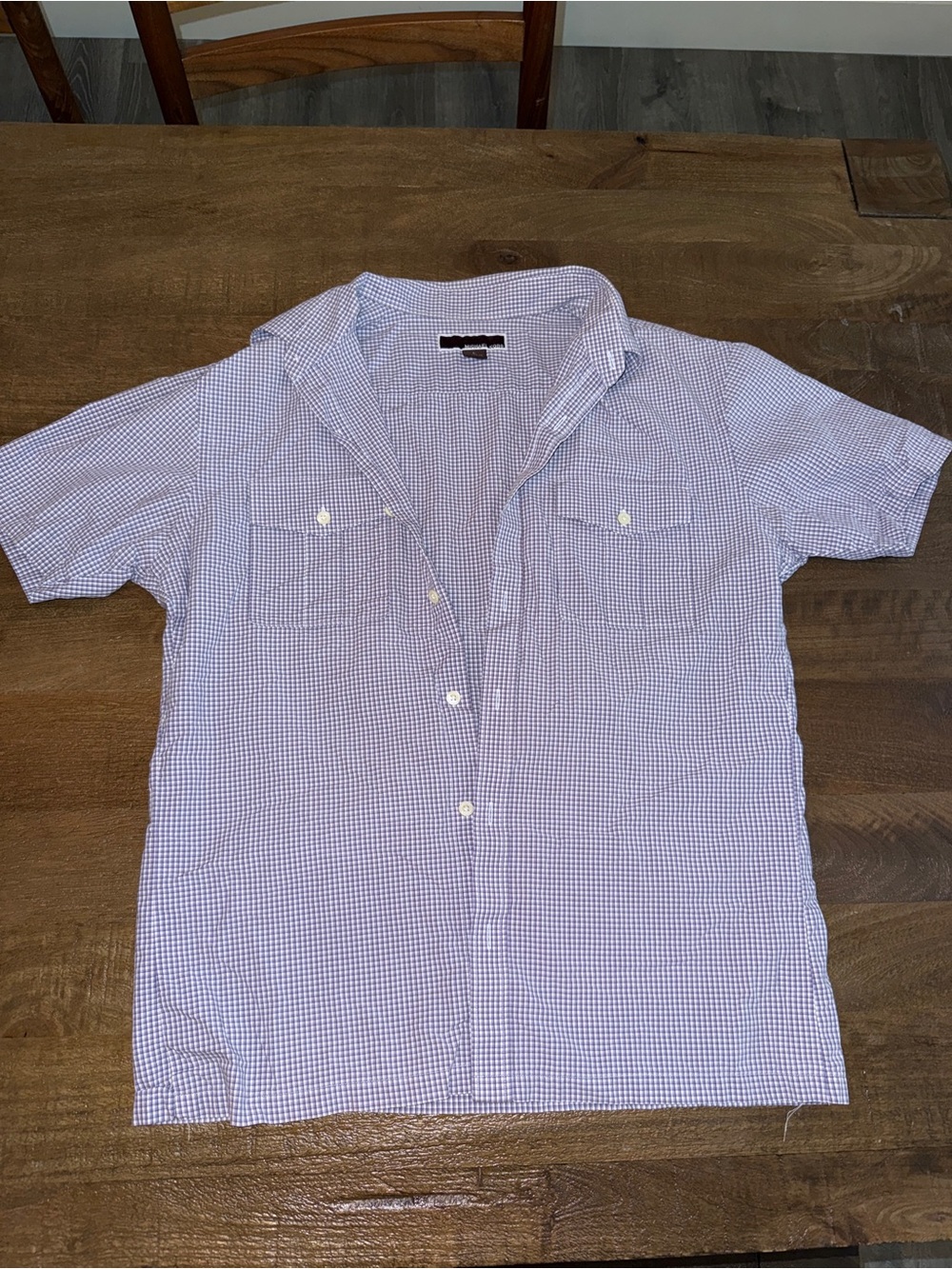 Michael Kors Men's Light Purple Gingham Short-Sleeve Button-Down Shirt